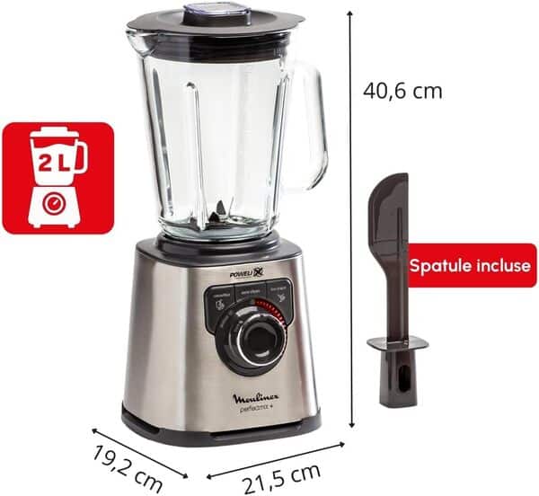 Moulinex PerfectMix+ Blender haute vitesse, 1200 W, Bol en verre de 2 L, 3 programmes automatiques LM811D10