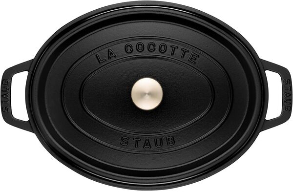 STAUB Cocotte en Fonte Émaillée avec Couvercle, Tous feux dont induction, 2 personnes, Ovale, 23 cm, 2,35 L, 3,9 kg, Noir Mat