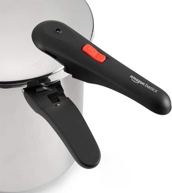 Amazon Basics Autocuiseur en acier inoxydable avec cuiseur vapeur et anneau en silicone supplémentaire, 9 L avec Panier