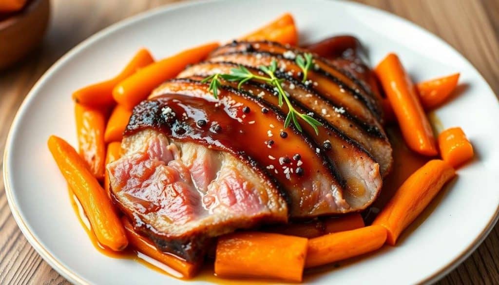 Filet de canette à l'orange : recette gourmande aux carottes glacées et poivres rares