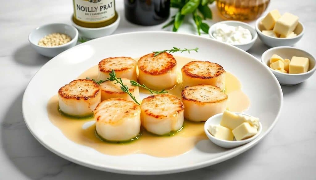 Coquilles Saint-Jacques Déglacées au Noilly Prat et Tombée d'Épinards