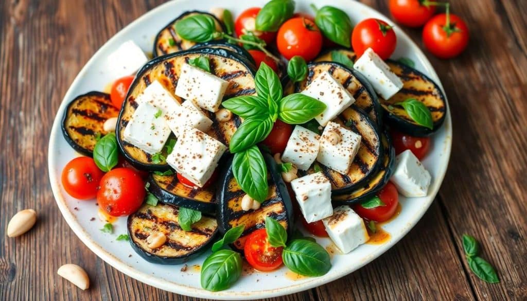 Salade d'aubergines grillées à la plancha : recette simple et savoureuse