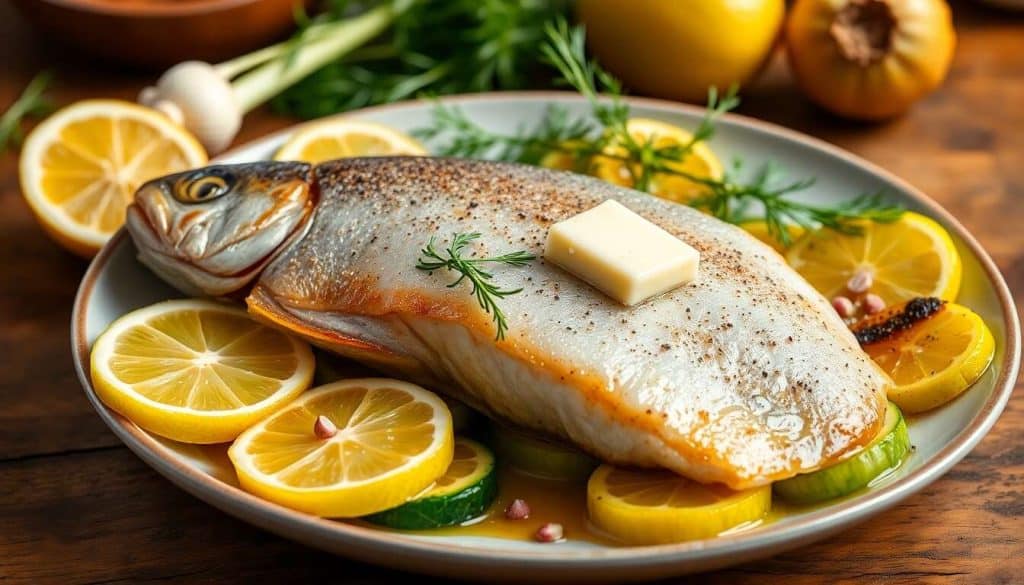 Recette de filet de truite au fenouil et courgettes glacées