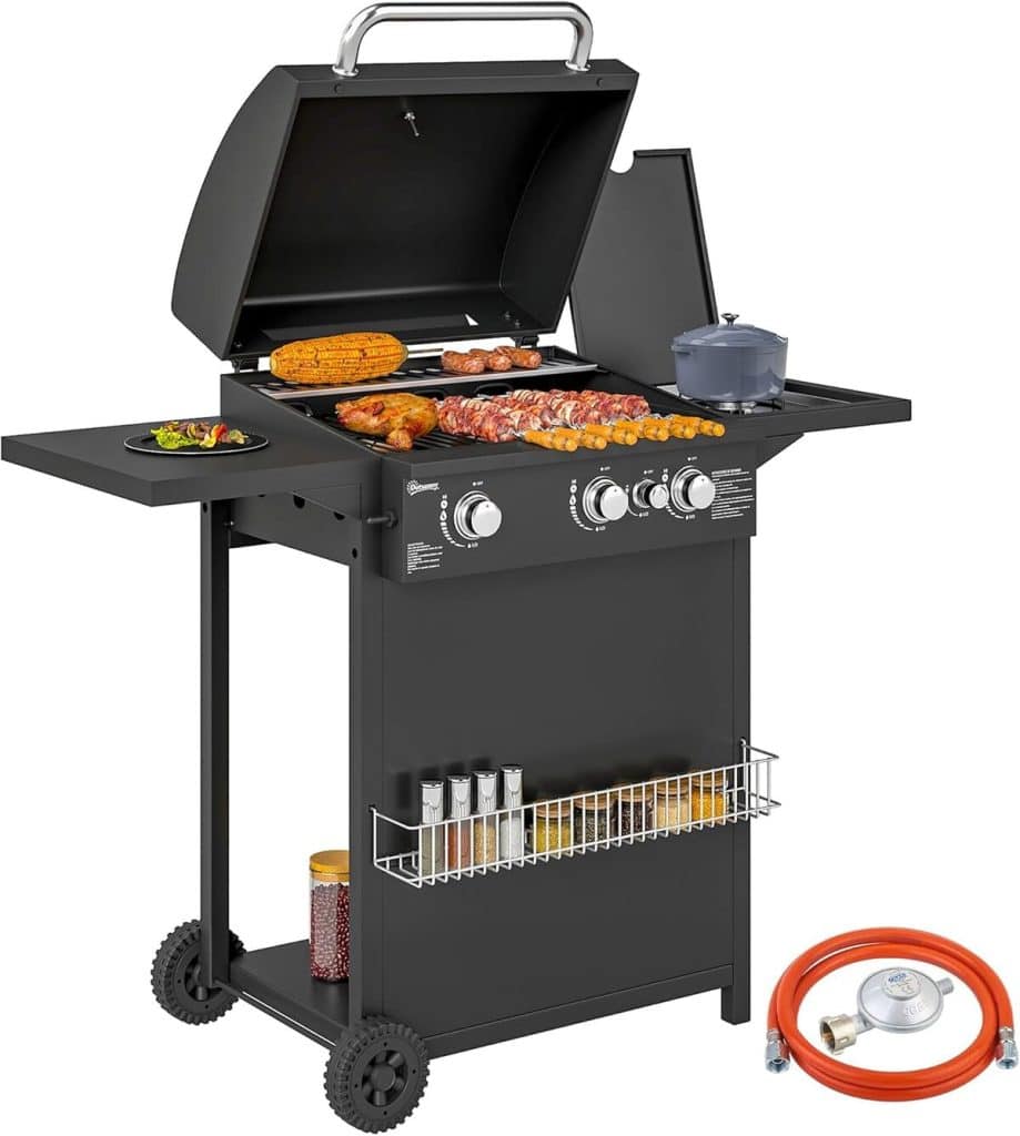 Test du barbecue à gaz Outsunny : 3+1 brûleurs, accessoires et design élégant