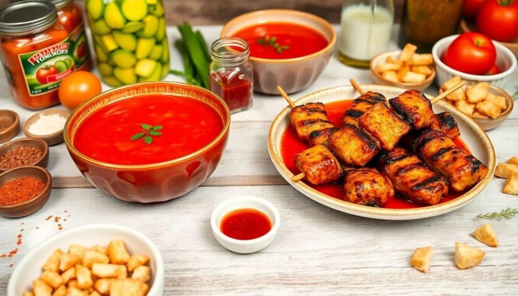 Gaspacho andalou et brochettes de poulet barbecue : recette savoureuse