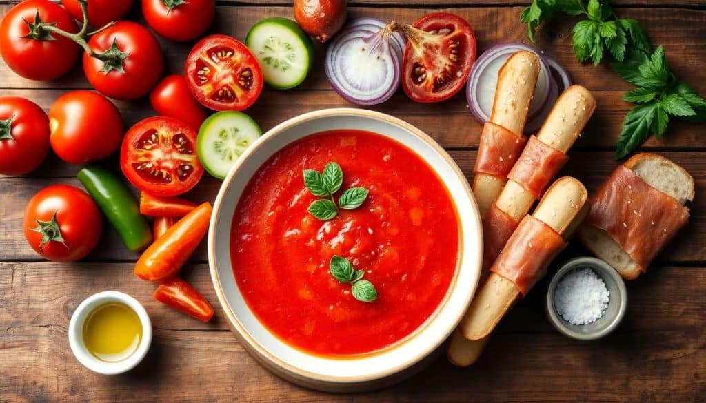 Recette Gaspacho Glacé et Gressins au Parme