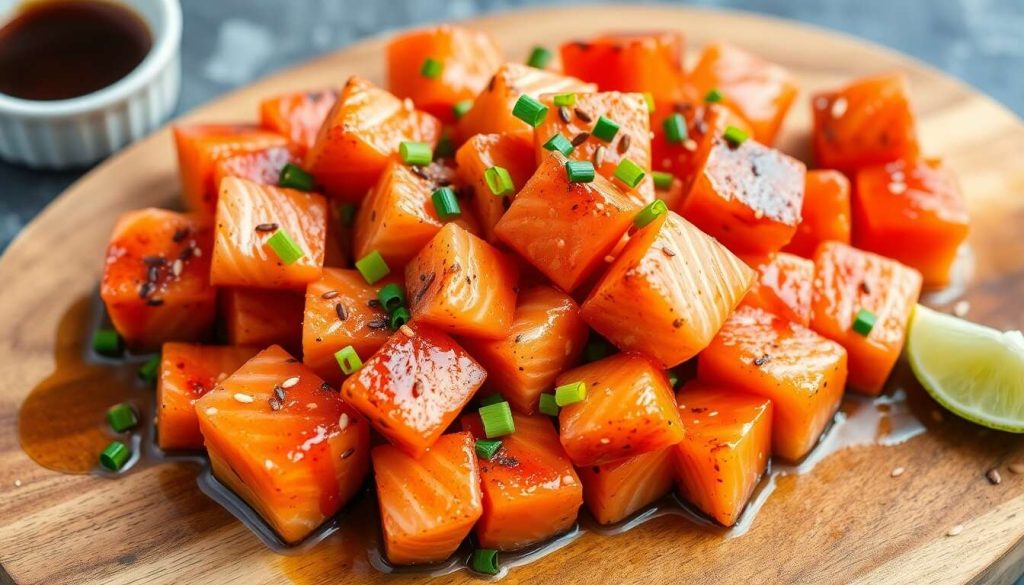 Cube de saumon mariné : recette estivale fraîche
