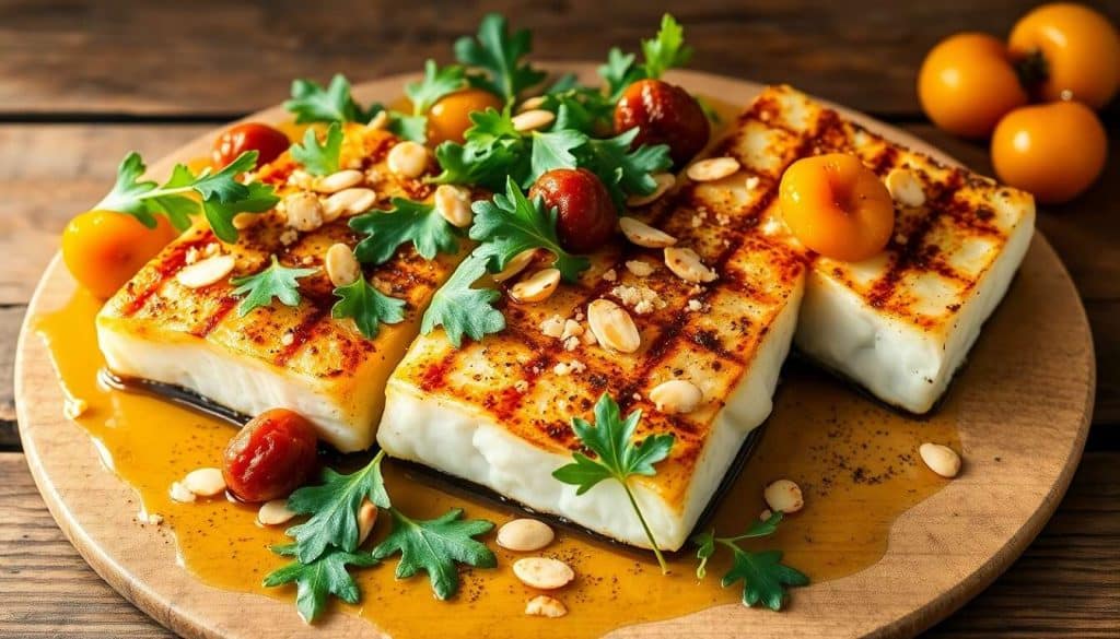 Recette de cabillaud grillé aux abricots et roquette