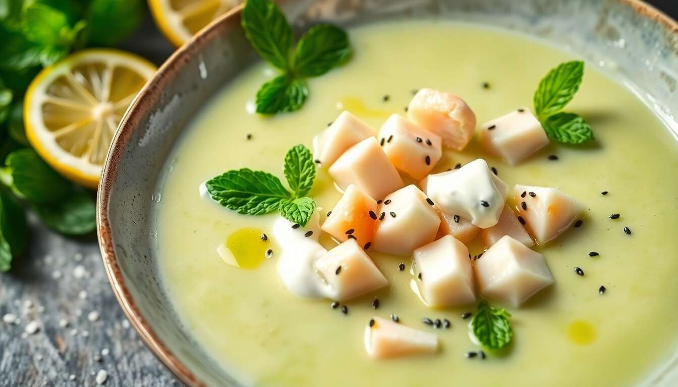 Soupe glacée de concombre au crabe et wasabi : une recette estivale rafraîchissante