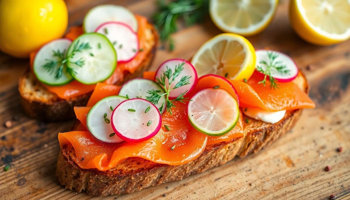Tartine saumon fumé, radis et concombre : recette fraîche et gourmande
