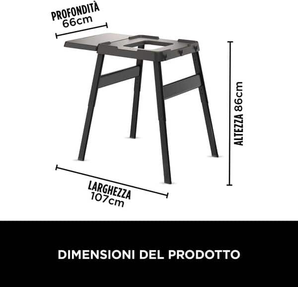 Ninja Woodfire Table d'appoint, support réglable et latérale, support pour barbecue, grill et four d'extérieur, solide table de cuisine extérieur et support pour four à pizza, noire, 4718J800EUUK