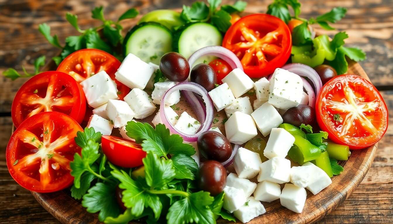 Salade d'été à la grecque : recette facile et savoureuse
