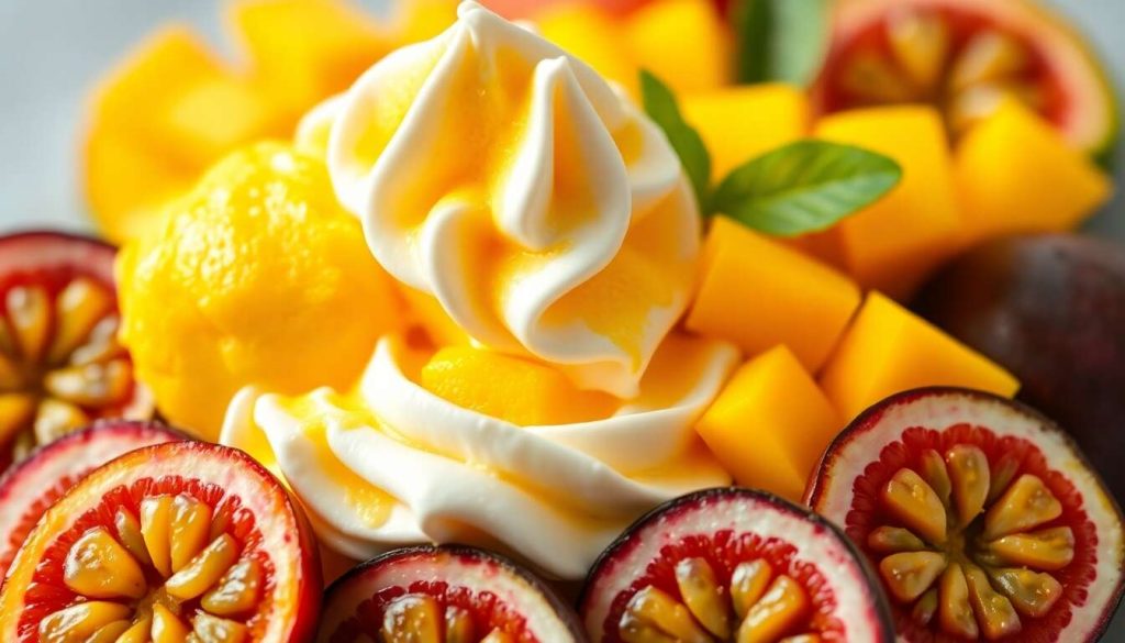 Recette glace mangue-passion et chantilly