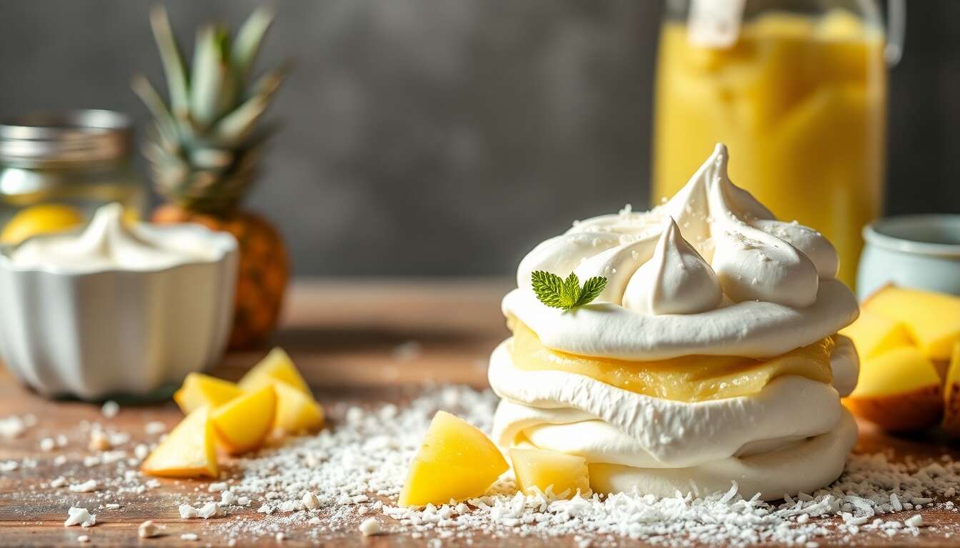 Vacherin glacé ananas coco-vanille : recette exotique et rafraîchissante