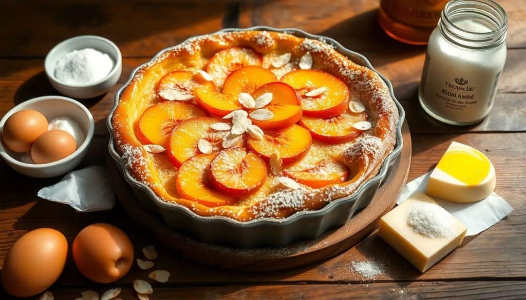 Clafoutis aux pêches et amandes : recette savoureuse et facile