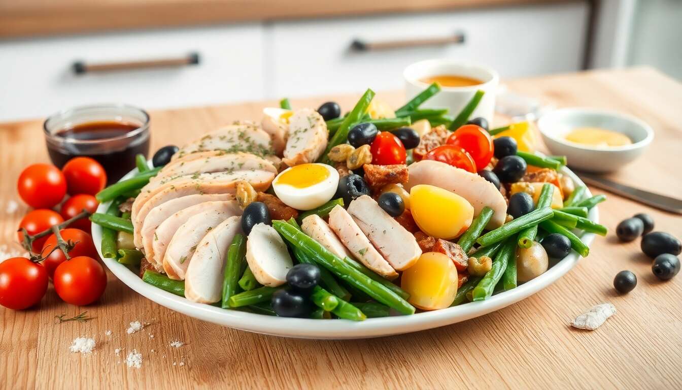 Salade niçoise à la volaille au thym citron