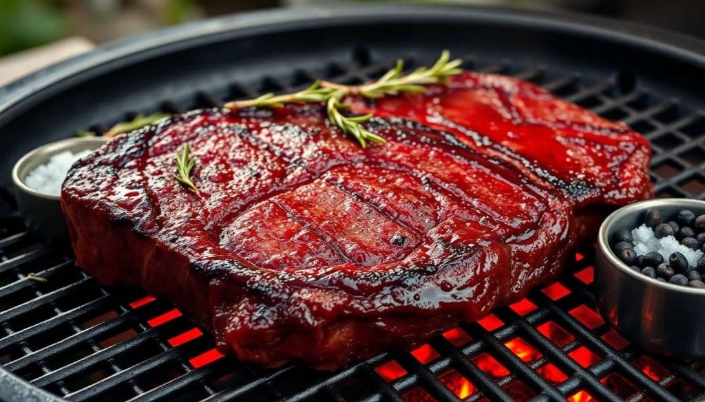 Côte de bœuf marinée au vin rouge au barbecue