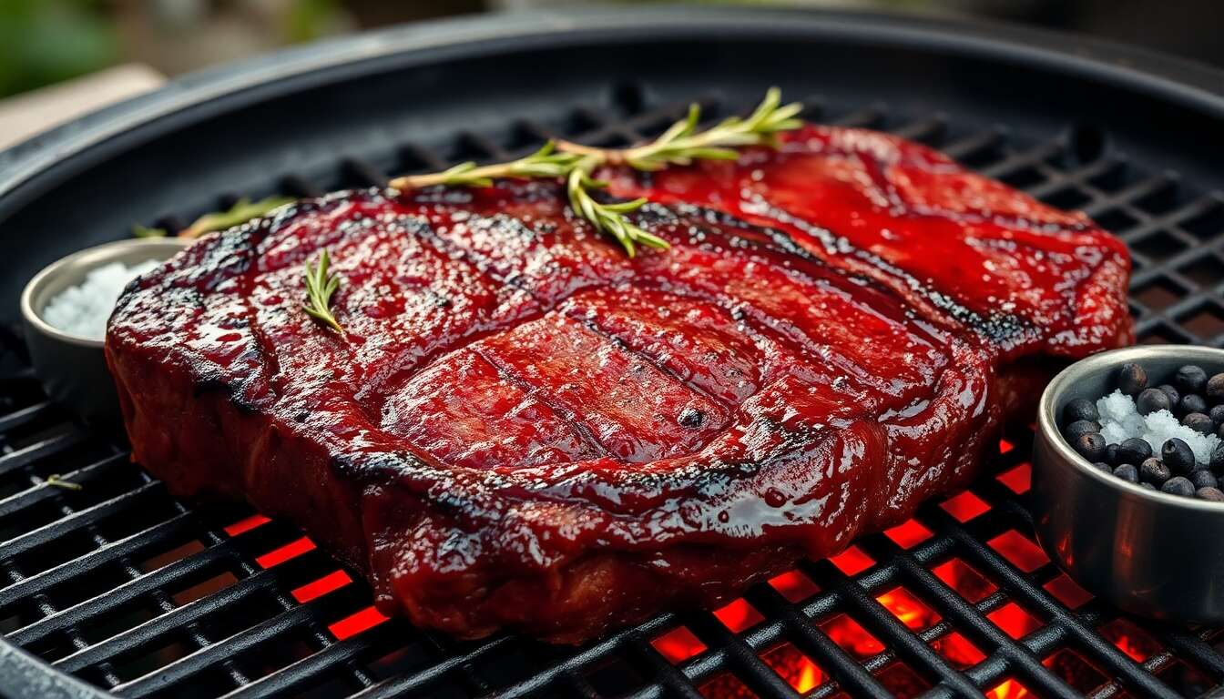 Côte de bœuf marinée au vin rouge au barbecue