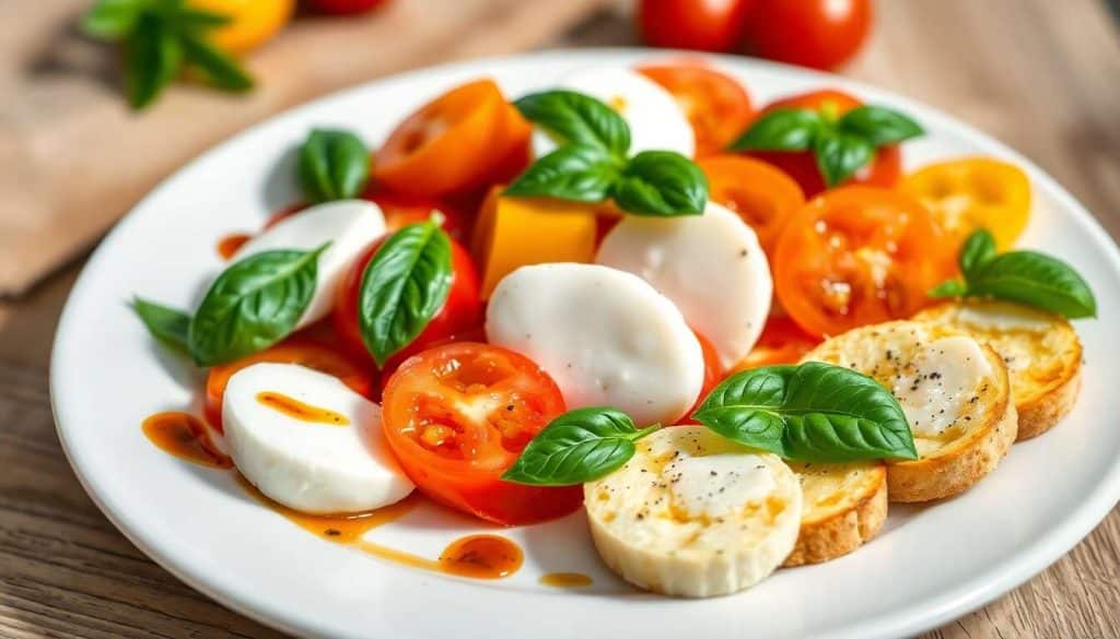 Salade de tomates mozzarella et crostini de polenta : recette gourmande