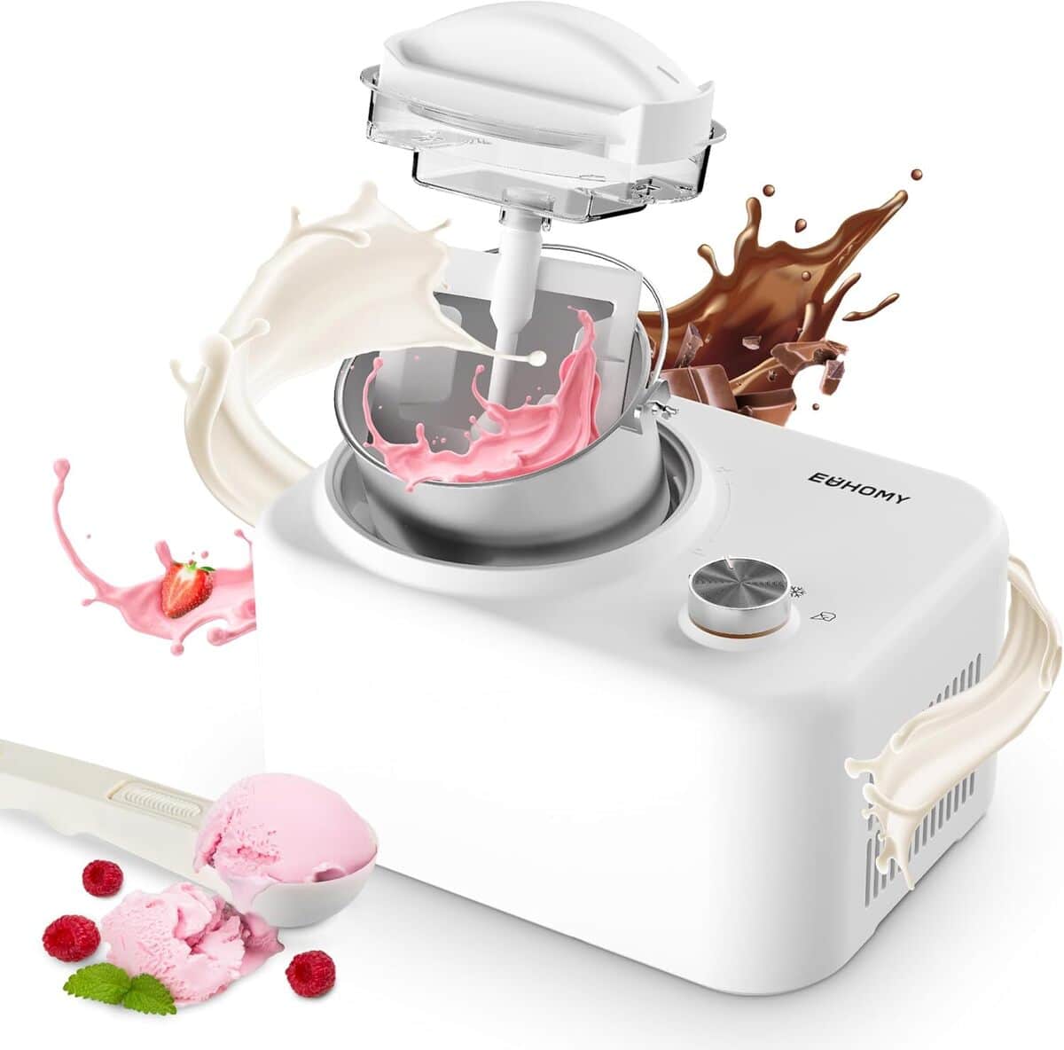 Test de la machine à glace Euhomy 100W : sorbetière auto-réfrigérante 1L