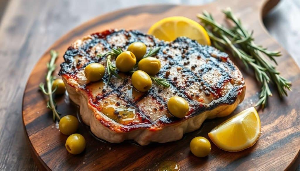 Côte de veau aux olives grillée au barbecue : recette savoureuse