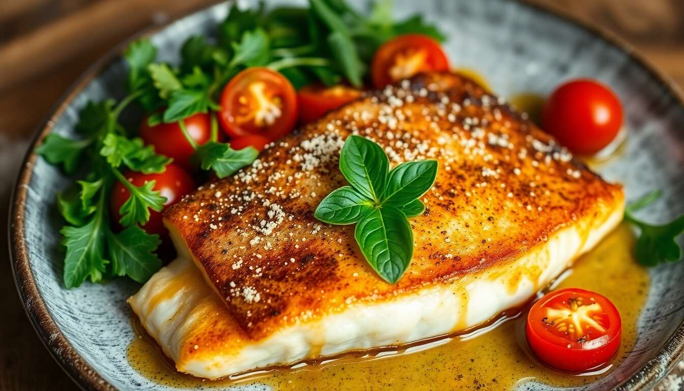 Filet de bar croustillant aux tomates, basilic et roquette : recette gourmande