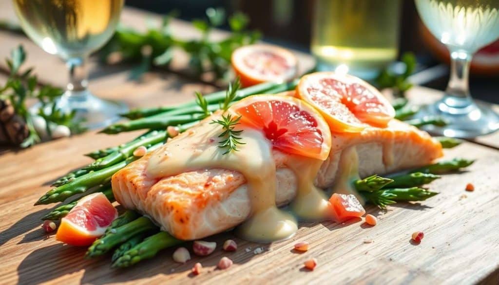 Papillote de saumon et asperges barbecue : un délice au beurre blanc pamplemousse