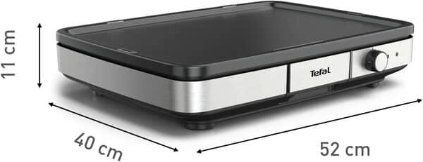 Tefal Maxi Plancha électrique extérieur et intérieur format XXL10/12 Personnes avec protection contre les éclaboussures et Thermostat réglable Inox CB690D12 [Classe énergétique A+]