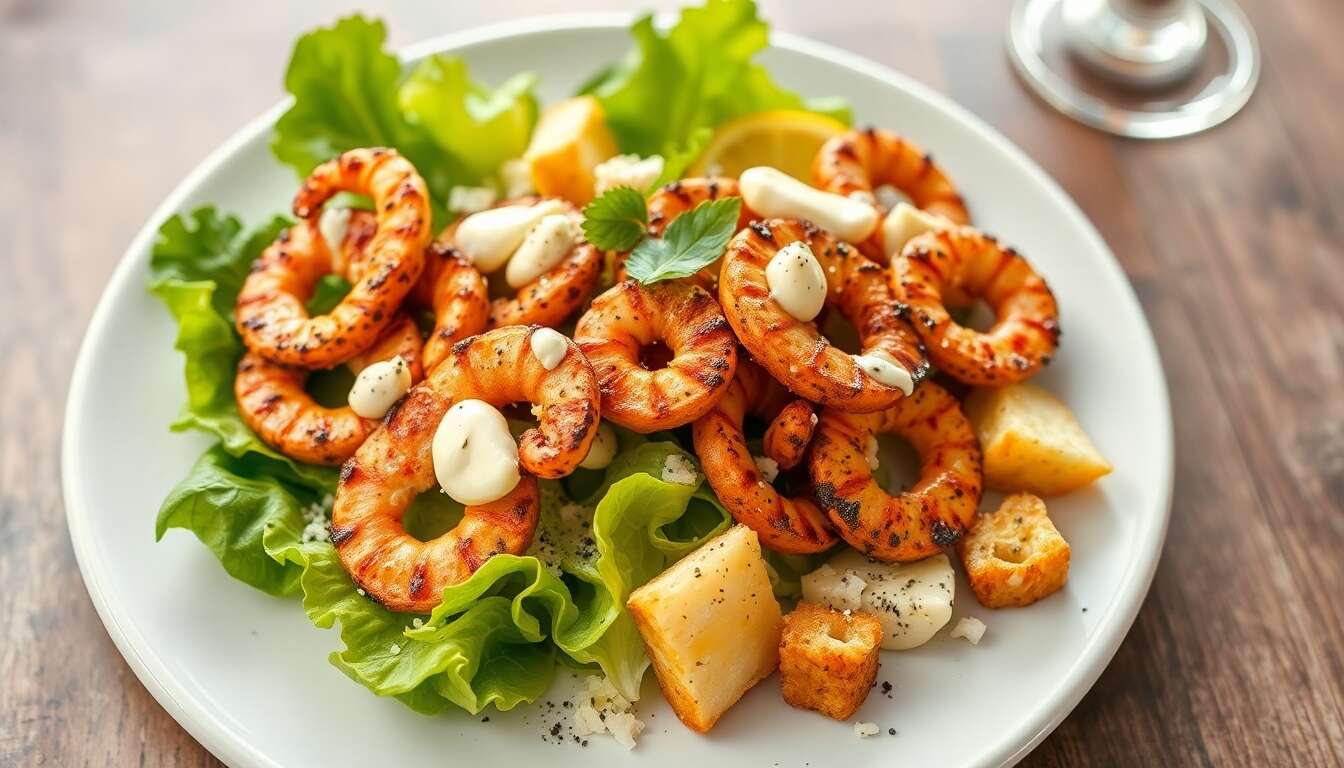 Calamar grillé au barbecue : recette de salade César exquise