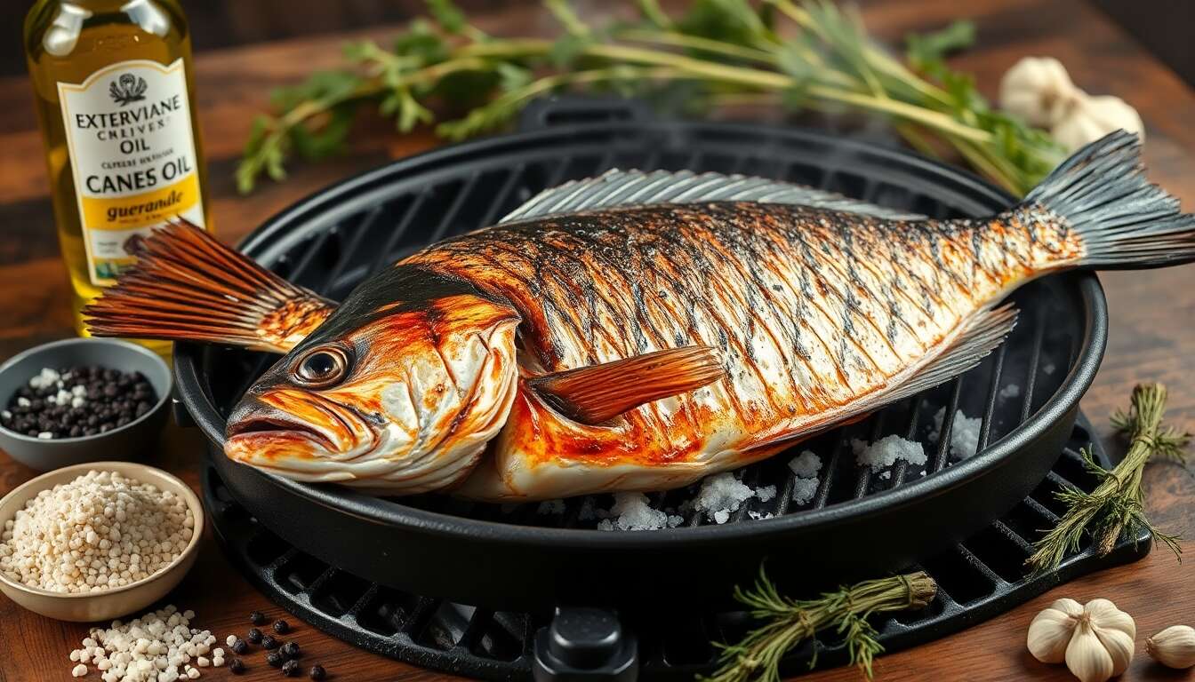Daurade entière au barbecue : fumée de fenouil savoureuse