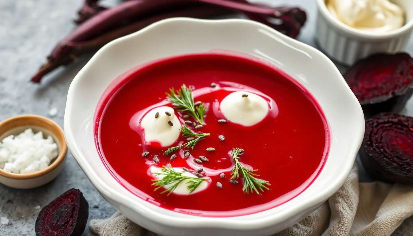 Recette de bortsch glacé à la crème de chèvre