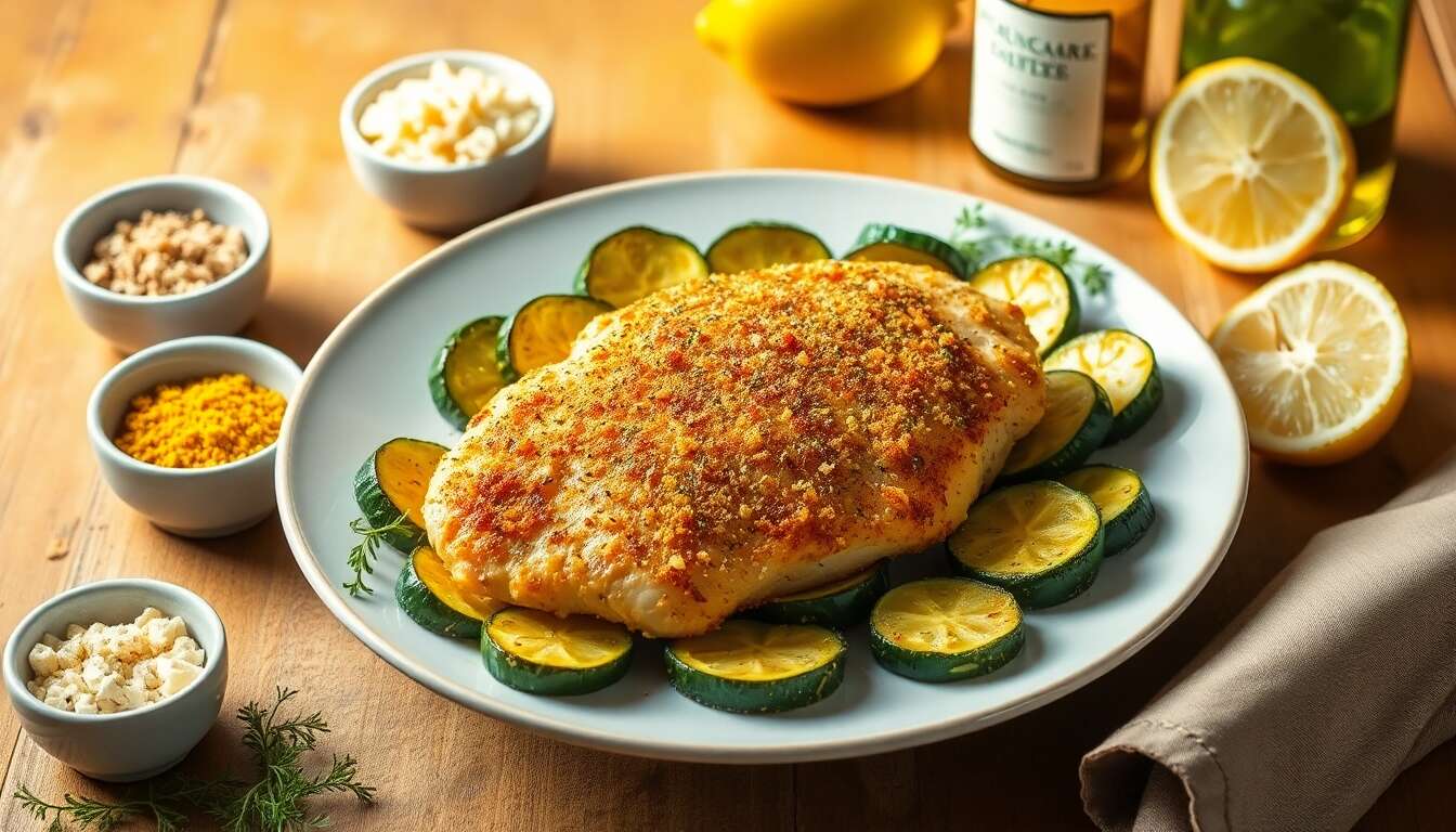 Poulet en croûte de citron et courgettes poêlées : la recette savoureuse