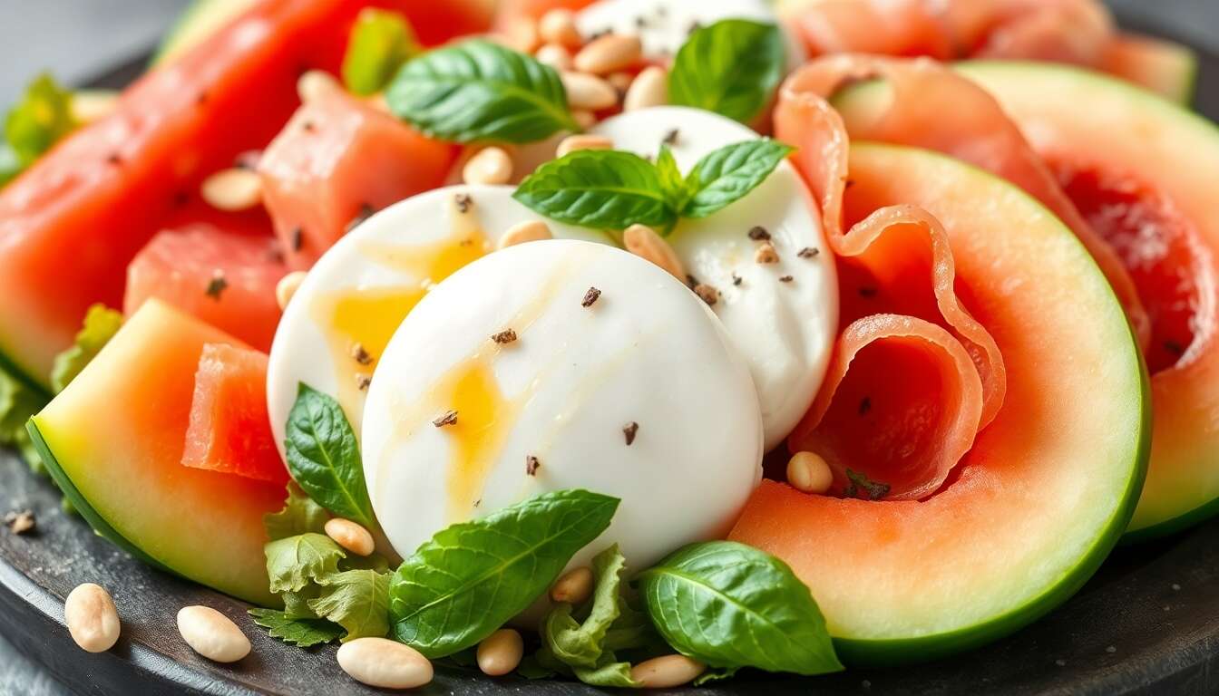 Recette de Salade Pastèque Melon Mozzarella