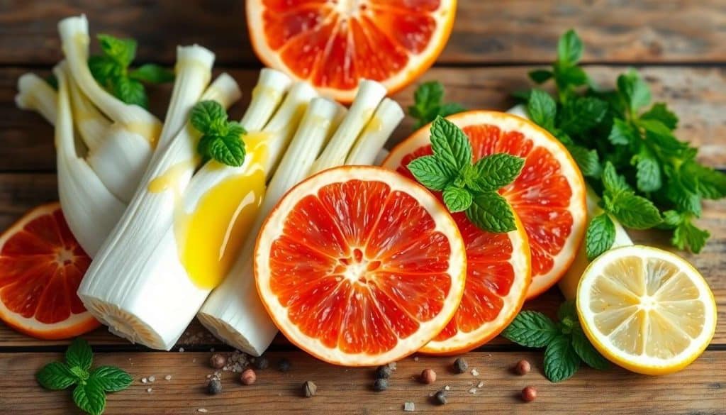 Salade de fenouil au pamplemousse et à la menthe : recette fraîche et savoureuse