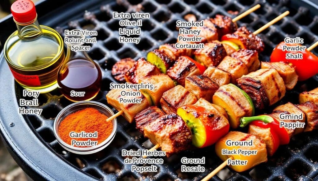 Brochettes de porc et poivron au barbecue