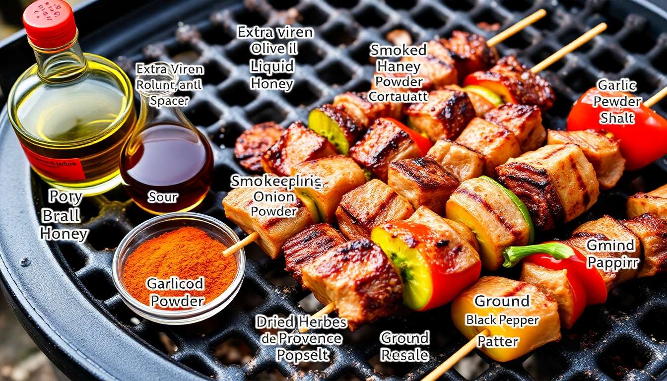 Brochettes de porc et poivron au barbecue