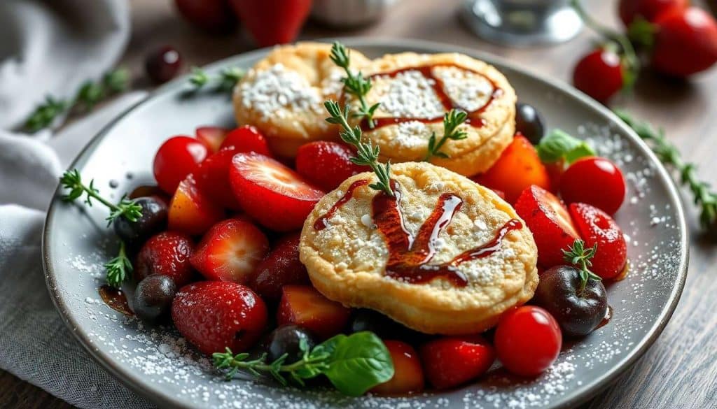 Recette : financier au thym et salade de fruits rouges au balsamique