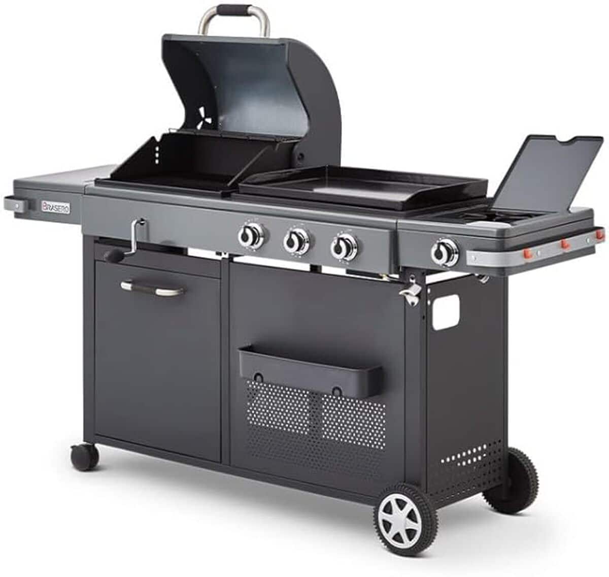 Test : brasero barbecue bi-energy XL avec plancha à gaz et brûleur 12, 95 kW
