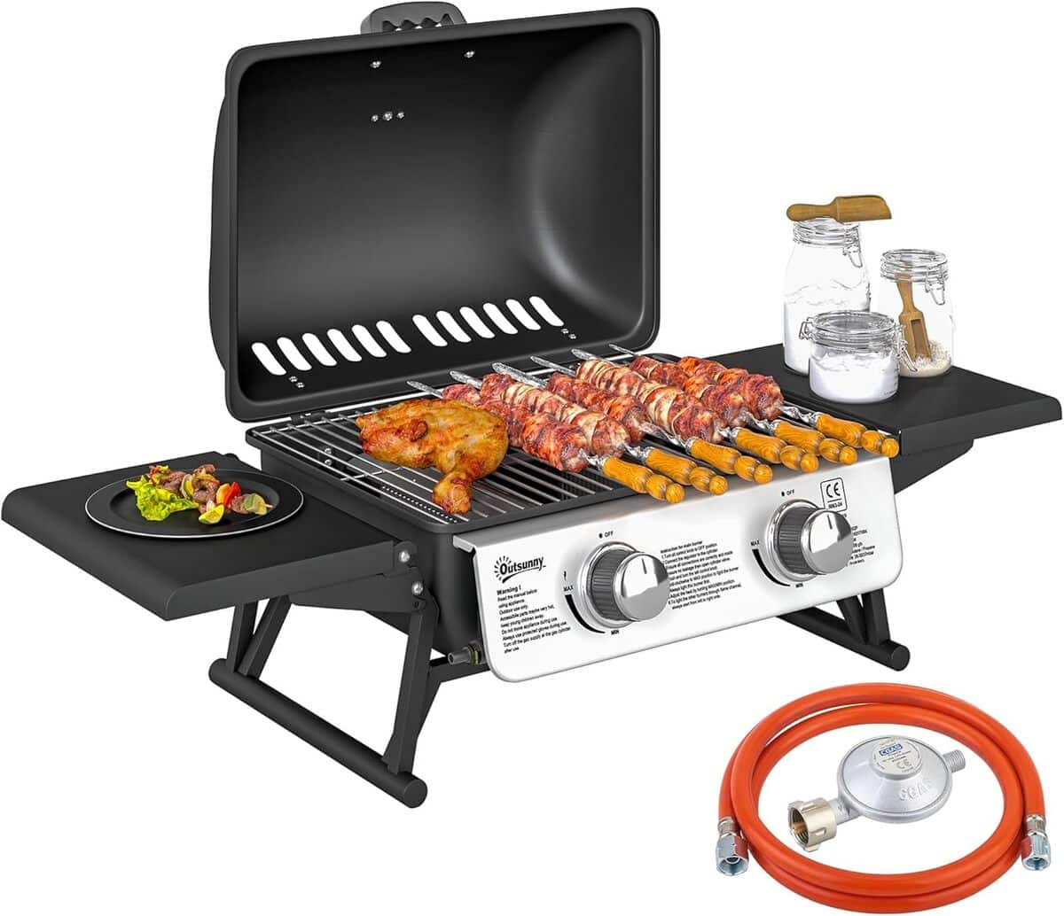 Test du barbecue gaz portable Outsunny avec 2 brûleurs inoxydables