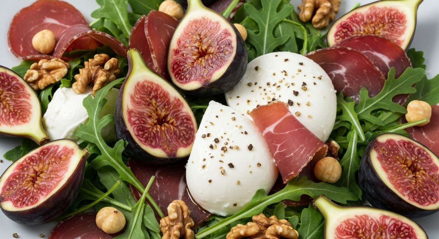 Salade de figues, mozzarella et cecina : recette gourmande et facile