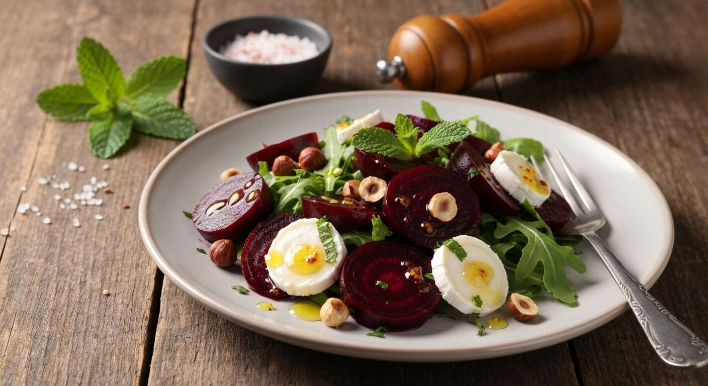 Salade de betteraves crues et cuites à l'huile de menthe : recette fraîche et parfumée