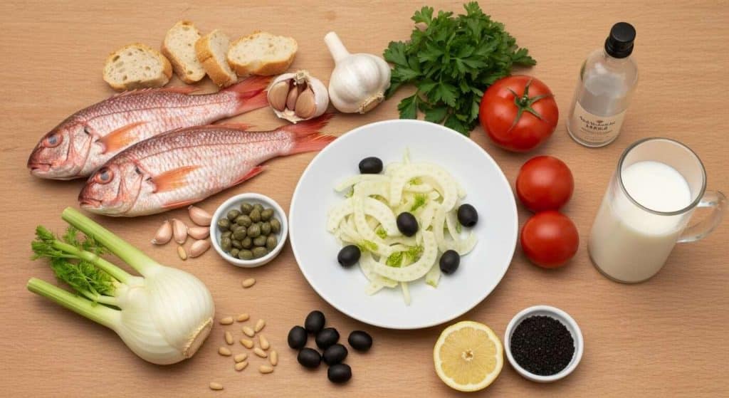 Rouget farci à la provençale : salade de fenouils