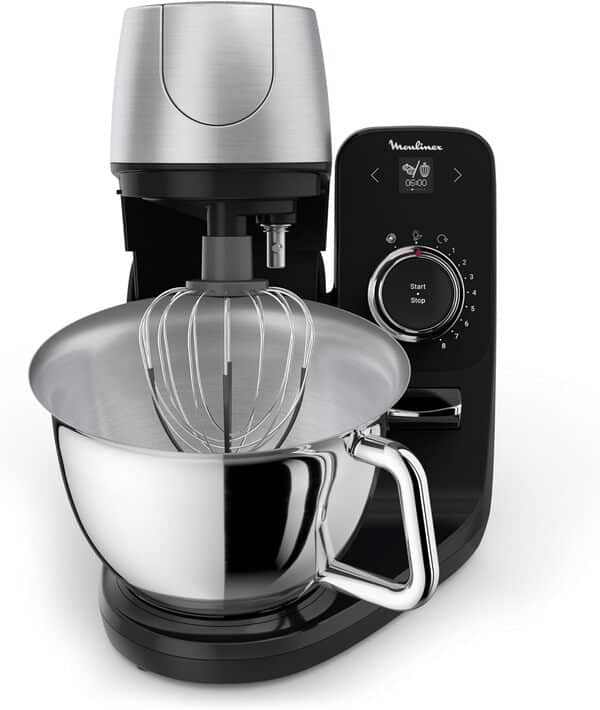 Moulinex Robot pâtissier, Bol inox 5.5 L, 8 programmes recettes fondamentales, Technologie brevetée, Silencieux, Robuste, Application gratuite avec coaching, Coach QA900810