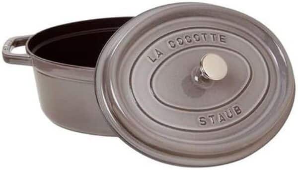 STAUB Cocotte en Fonte Émaillée avec Couvercle, Tous feux dont induction, 4 à 5 personnes, Ovale, 29 cm, 4,25 L, 6,3 kg, Gris Graphite