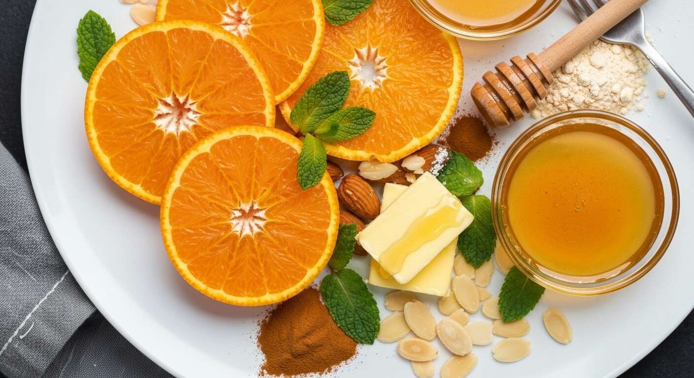 Salade d'oranges à la brick d'amande et miel