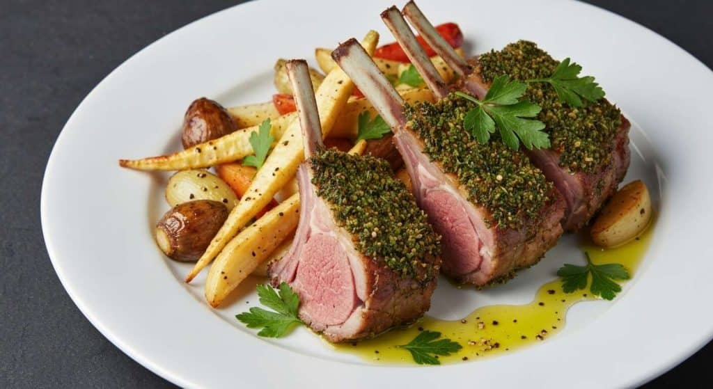 Carré d'agneau en persillade : recette savoureuse aux légumes oubliés