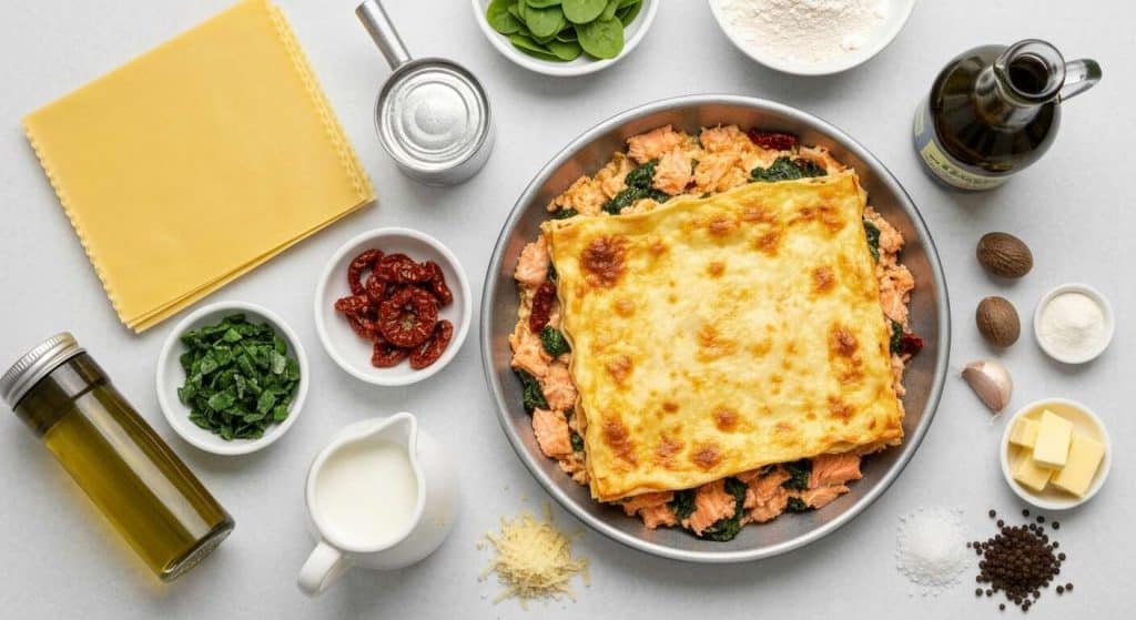 Lasagne Saumon, épinards et Tomates Confites