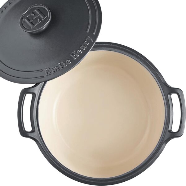 Emile Henry Faitout rond en céramique SUBLIME Graphite 7,5 l Fabriqué en France