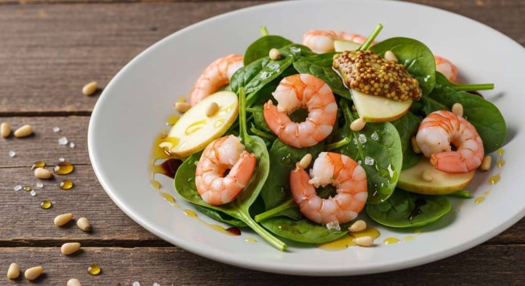 Salade d'épinards, pommes et crevettes : recette gourmande et saine