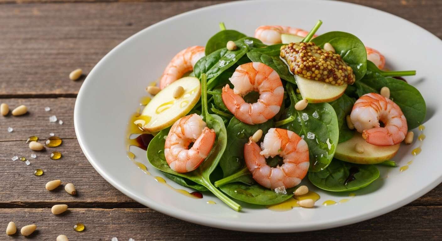 Salade d'épinards, pommes et crevettes : recette gourmande et saine